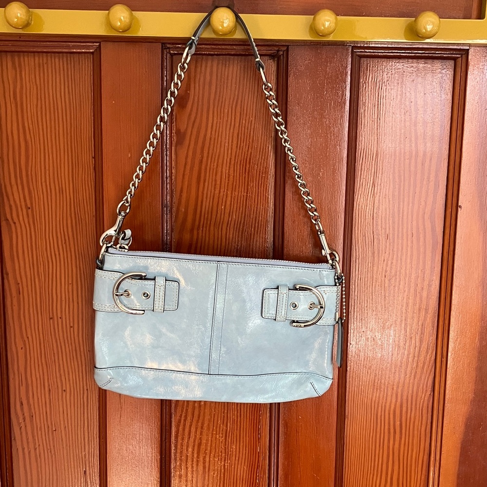 Y2K Coach Soho Light Blue Chain-Handle Women's Shoulder Bag